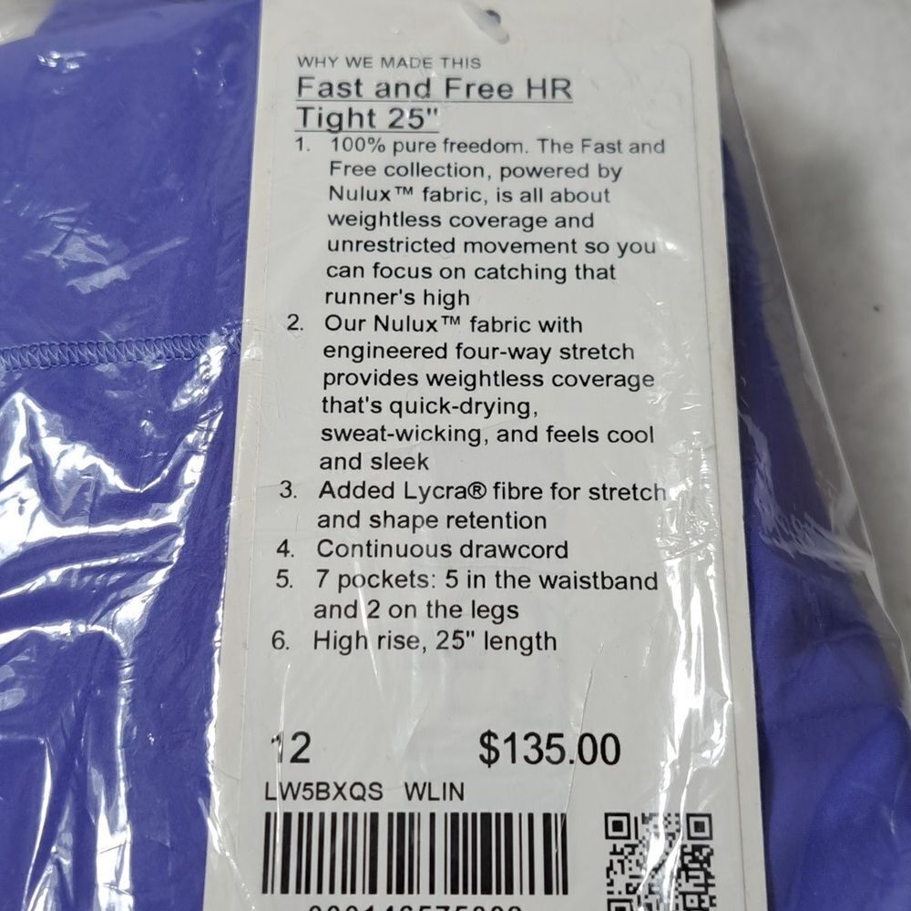 NWT Lululemon Fast and Free HR Tight 25" Wild Indigo - Picture 7 of 7